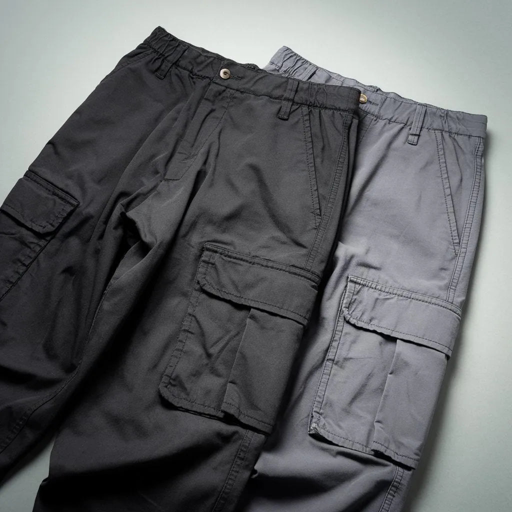 Crowd Favourite Cargos 100% Cotton Relaxed Cargo Pants Combo – Black & Steel Grey