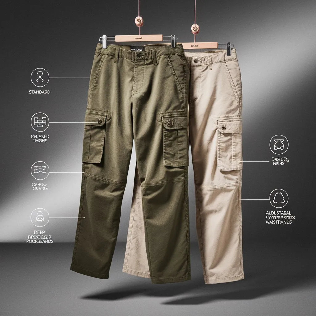 Crowd Favourite Cargos 100% Cotton Relaxed Cargo Pants Combo – Olive Green & Sand Beige