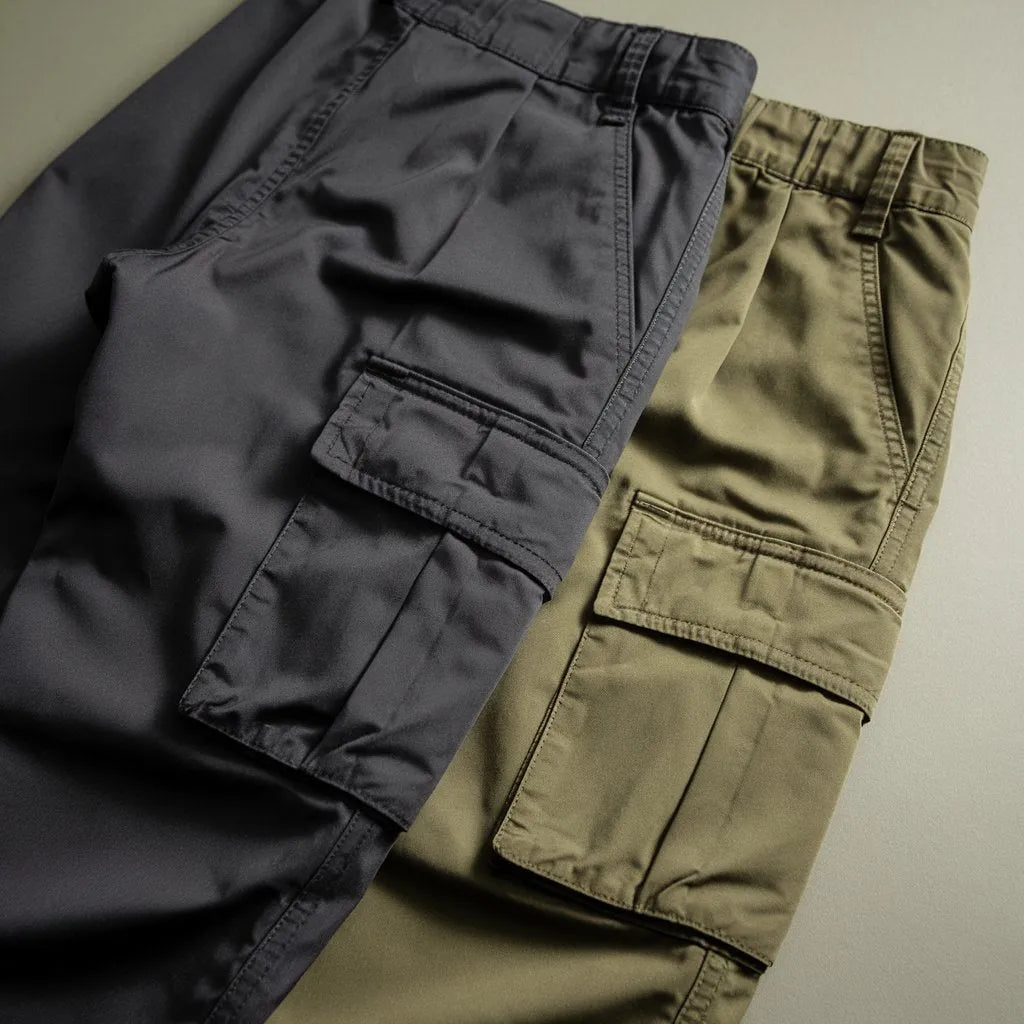 Men’s Cotton Cargo Pants Combo – Black & Olive Green (Pack of 2)