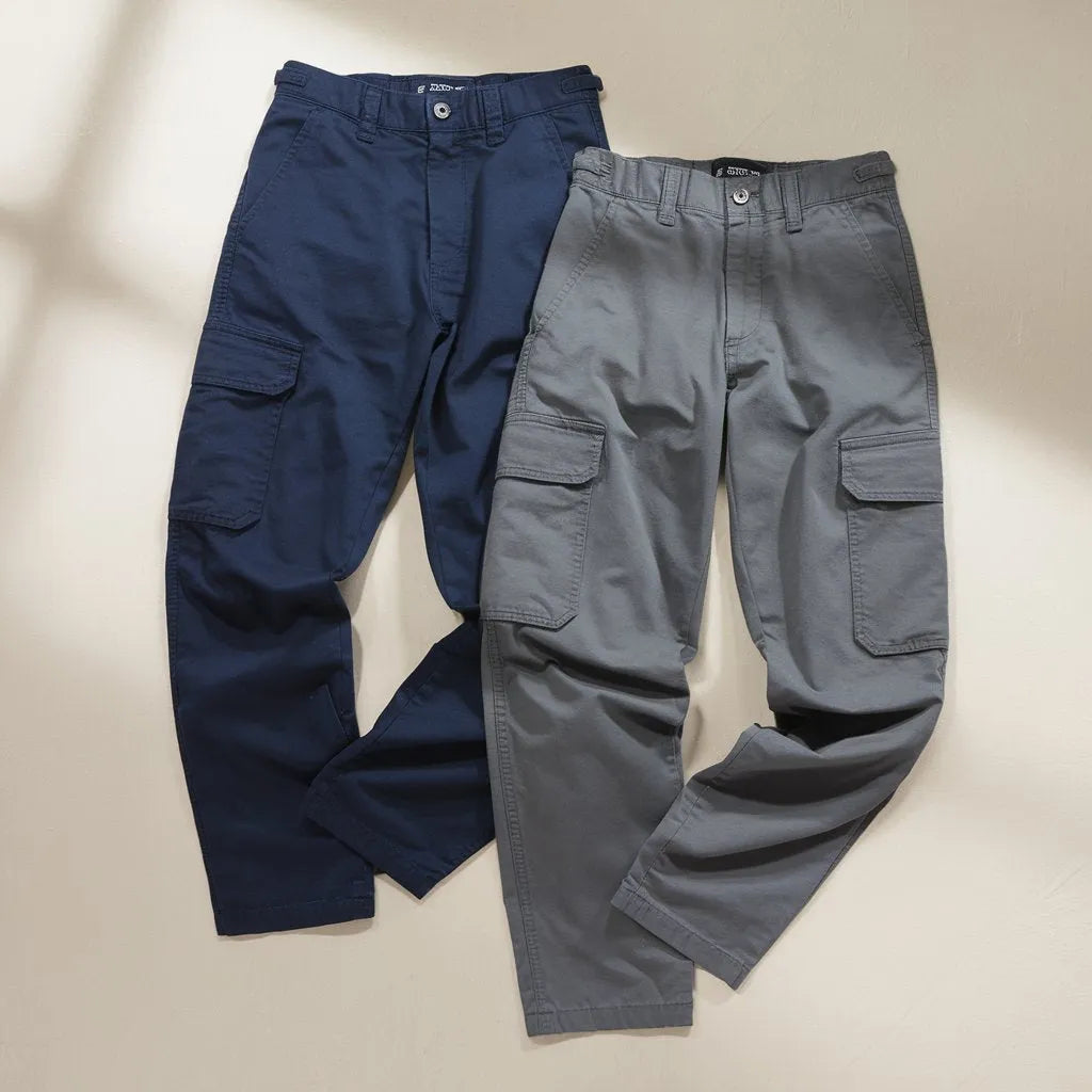 Men’s Navy & Grey Cargo Pants Combo – Multi-Pocket Cotton Trousers (Pack of 2)