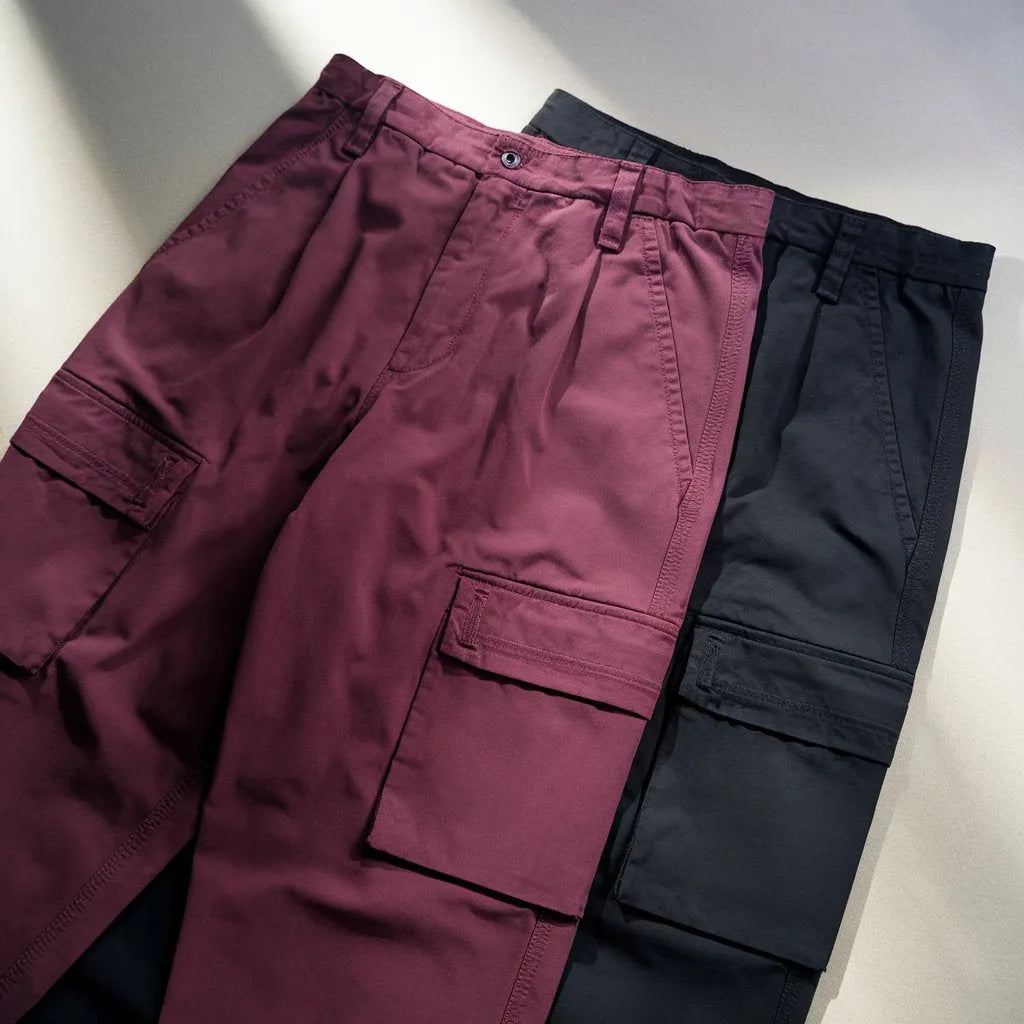 Men's Cotton Cargo Pants Combo – Maroon & Black (Pack of 2)