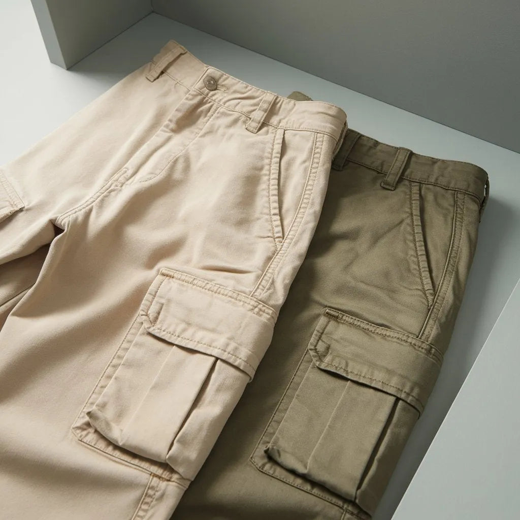 Cotton Jogger Cargo Pants Combo – Beige & Olive Green (Pack of 2)