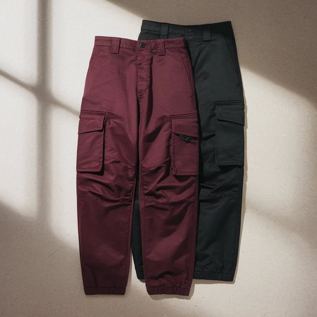 Men's Cotton Cargo Pants Combo – Maroon & Black (Pack of 2)