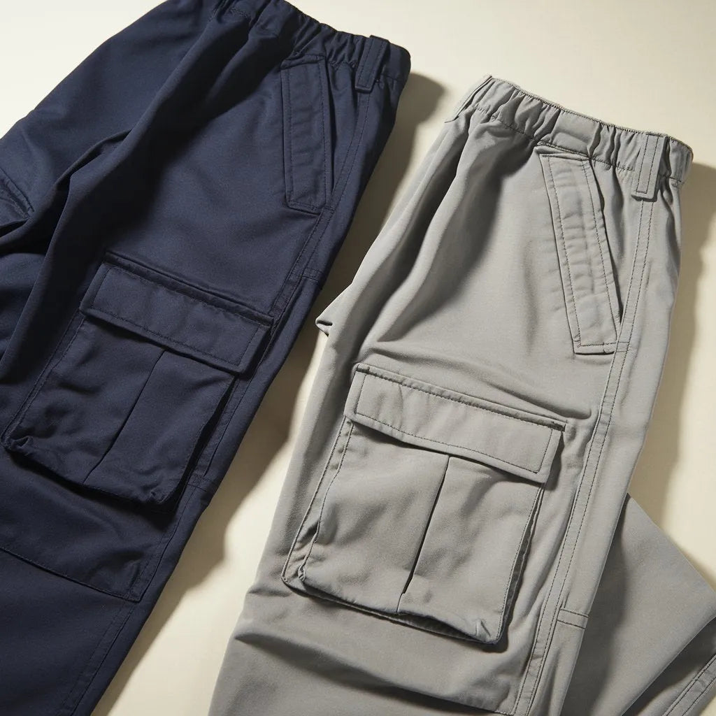 Men’s Navy & Grey Cargo Pants Combo – Multi-Pocket Cotton Trousers (Pack of 2)