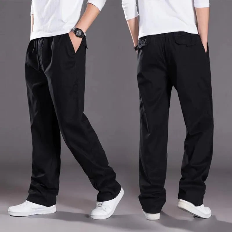 Classic Comfort 100% Cotton Relaxed Pants Combo – Grey & Black